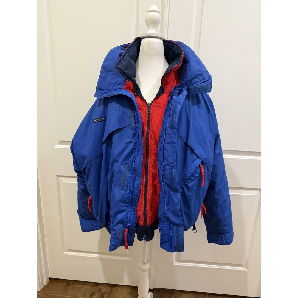 VTG 1980s Columbia Interchange Jacket Mens XL Tall Blue w/‎ Puffer Liner 3-in-1